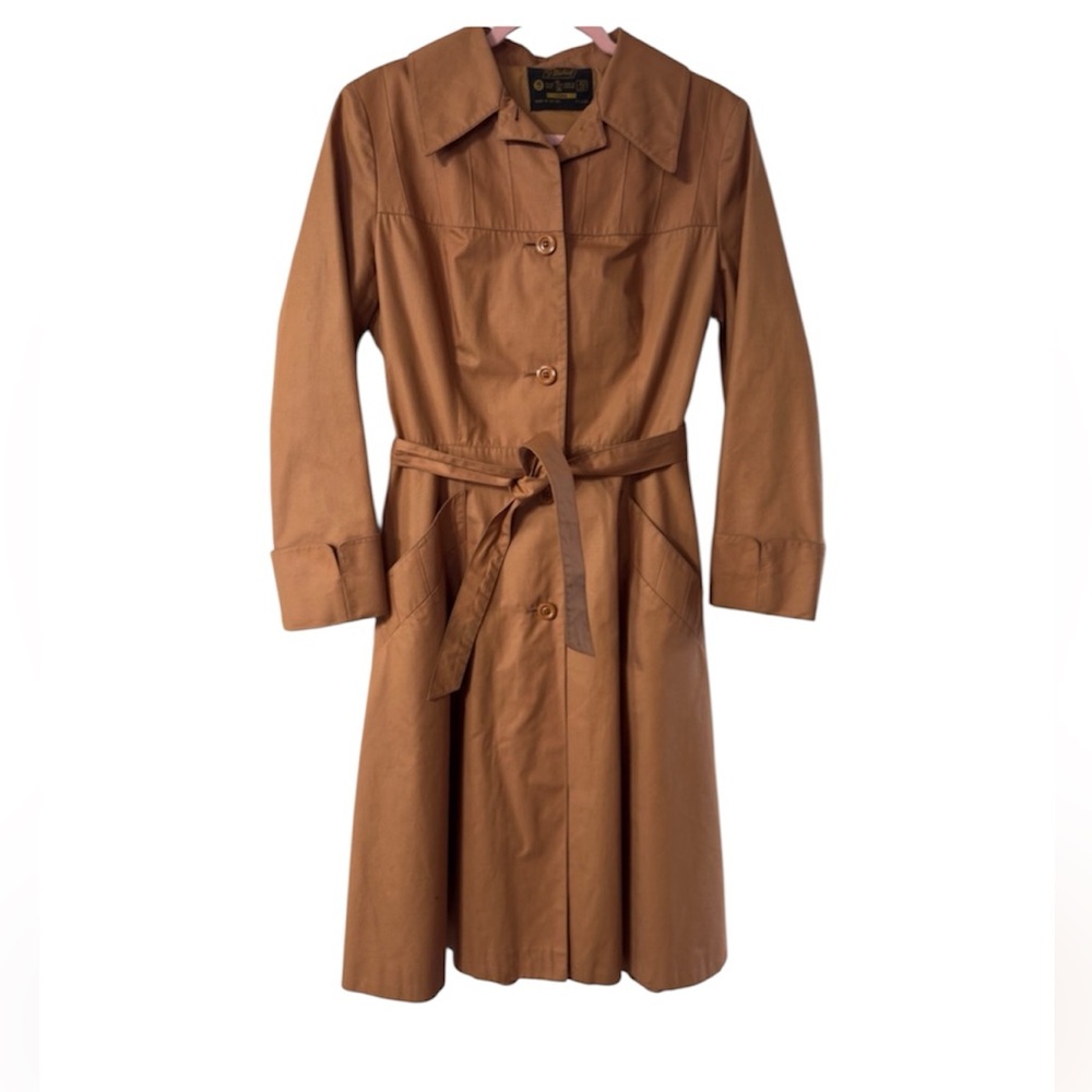 ST MICHAEL Womens Long Tan Trench Coat Belted Classic Style‎ Size 14
